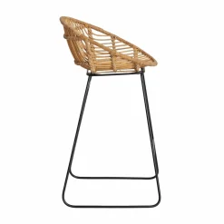 Made in Meubles Tabouret de bar rond en rotin et métal Calvi