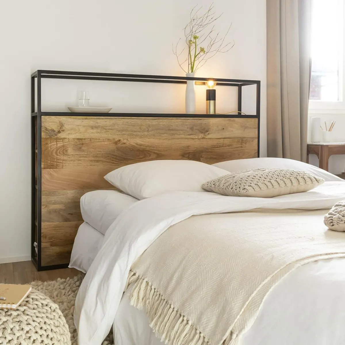 Made in Meubles Tête de lit en bois de manguier 160 cm Armelle
