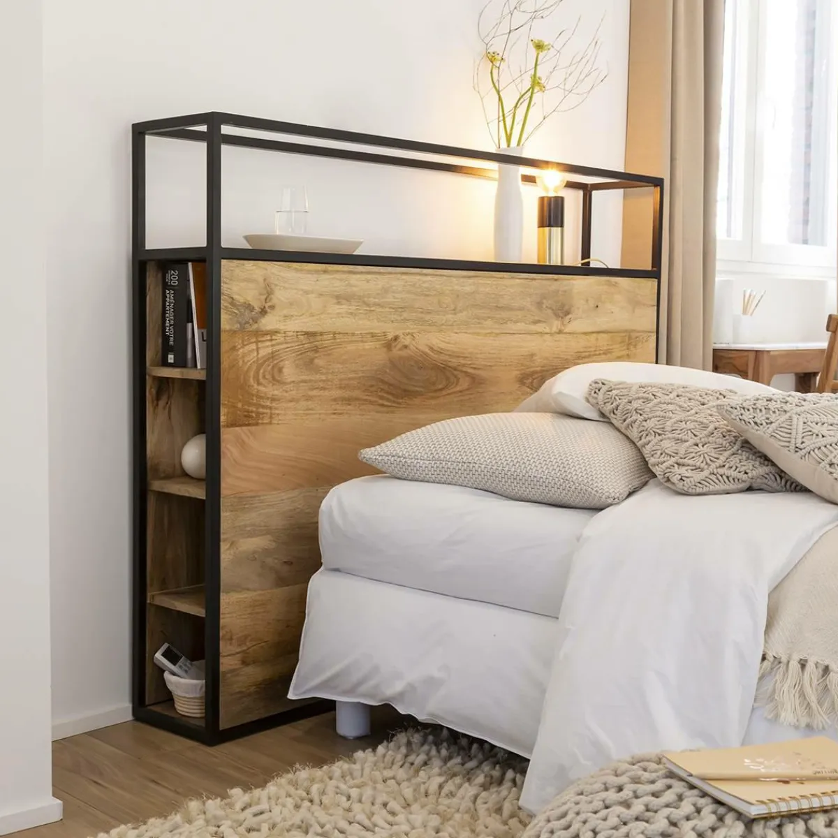 Made in Meubles Tête de lit en bois de manguier 160 cm Armelle