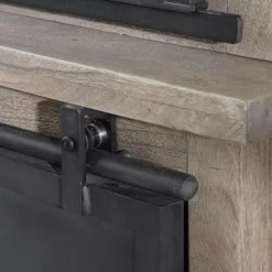 Made in Meubles Vaisselier en bois de manguier brossé et métal gris Helsinki