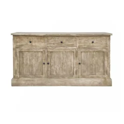 Made in Meubles Vaisselier en bois de manguier brossée et métal noir Clotilde