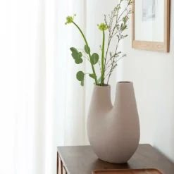 Made in Meubles Vase beige 2 tiges en aluminium Tulipa