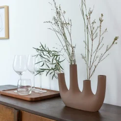 Made in Meubles Vase marron 4 tiges en aluminium Dahlia