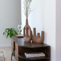 Made in Meubles Vase marron 4 tiges en aluminium Dahlia