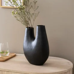 Made in Meubles Vase noir 2 tiges en aluminium Tulipa