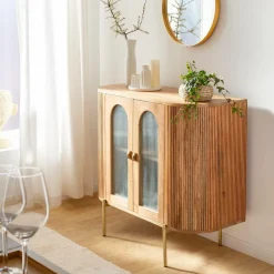 Made in Meubles Vitrine arrondie en bois de manguier Maria