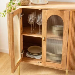 Made in Meubles Vitrine arrondie en bois de manguier Maria