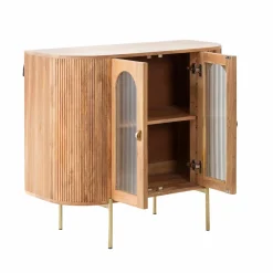 Made in Meubles Vitrine arrondie en bois de manguier Maria