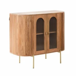 Made in Meubles Vitrine arrondie en bois de manguier Maria