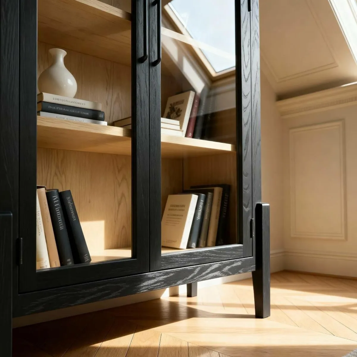 Made in Meubles Vitrine arrondie en bois d'orme Bruce