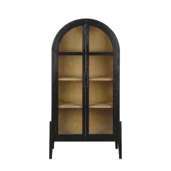 Made in Meubles Vitrine arrondie en bois d'orme Bruce