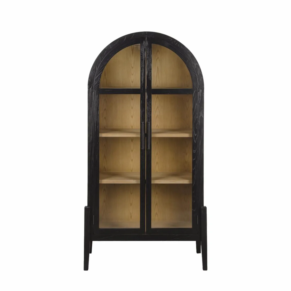 Made in Meubles Vitrine arrondie en bois d'orme Bruce