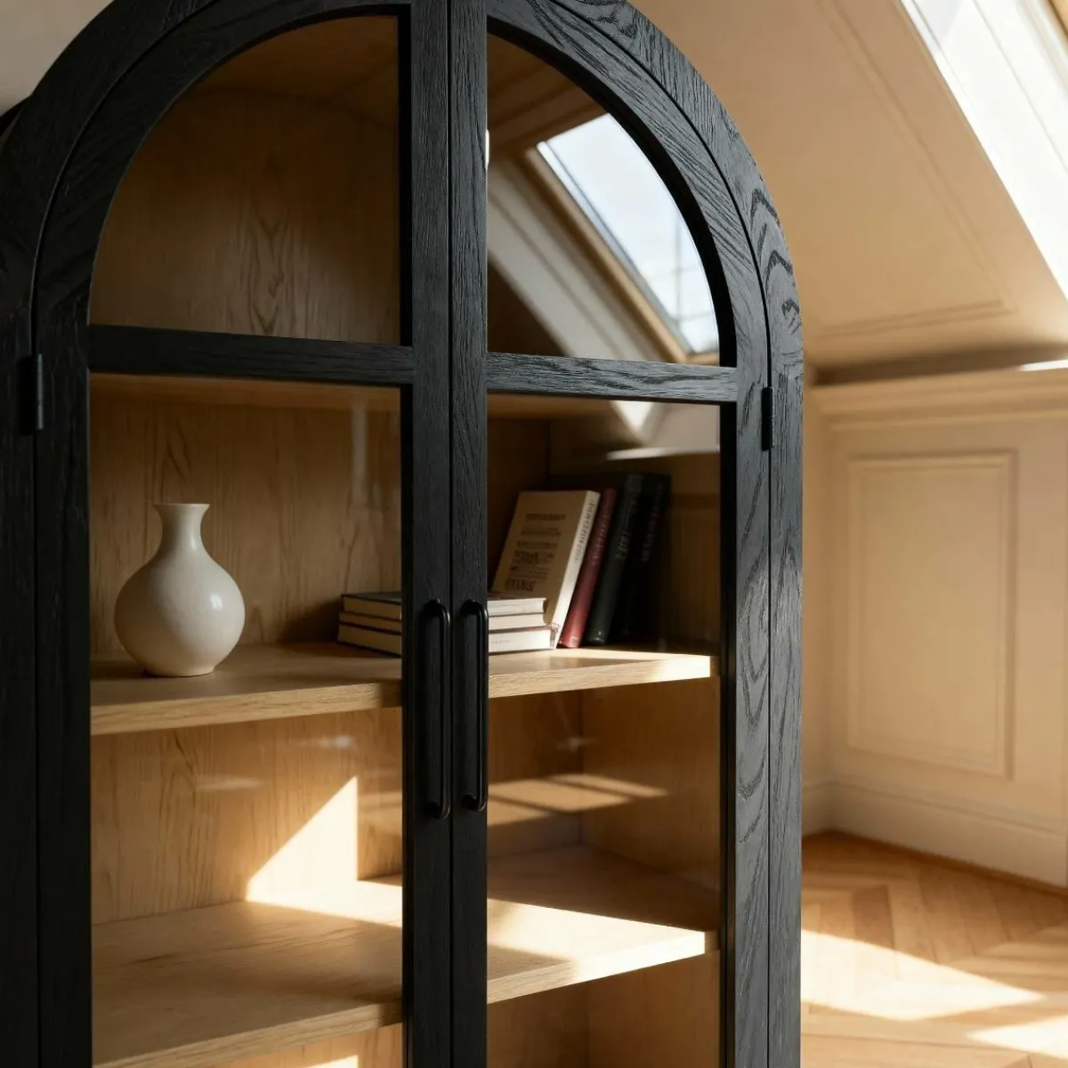 Made in Meubles Vitrine arrondie en bois d'orme Bruce