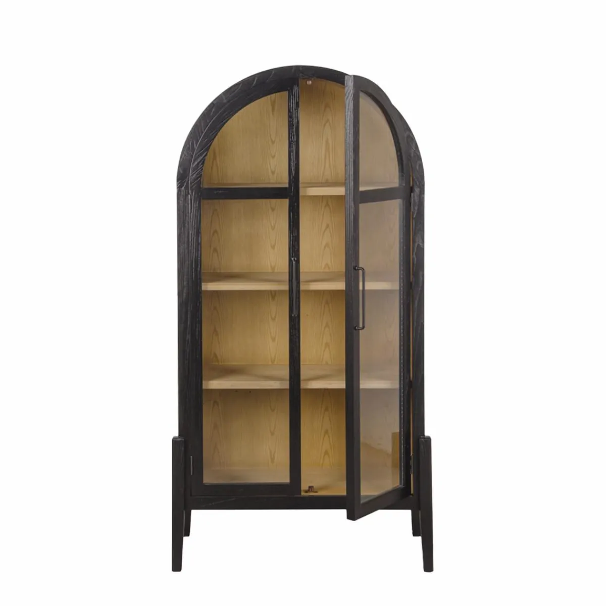 Made in Meubles Vitrine arrondie en bois d'orme Bruce