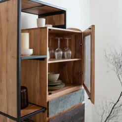 Made in Meubles Vitrine en bois d'acacia Ernest