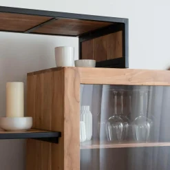 Made in Meubles Vitrine en bois d'acacia Ernest