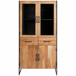 Made in Meubles Vitrine en bois d'acacia et métal Bosco
