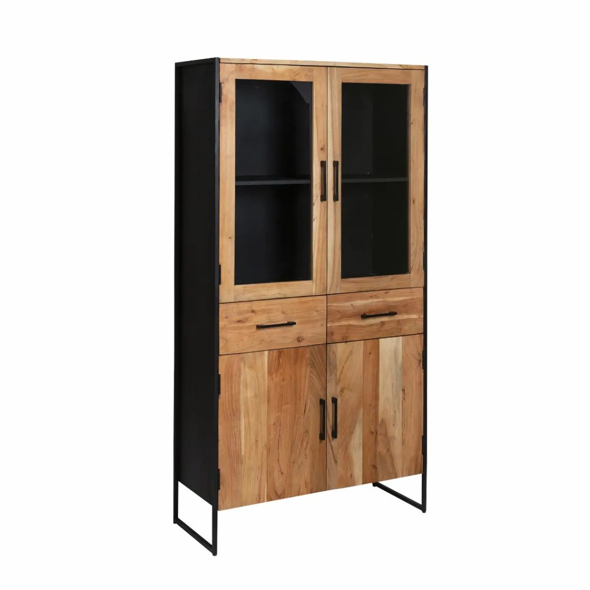 Made in Meubles Vitrine en bois d'acacia et métal Bosco