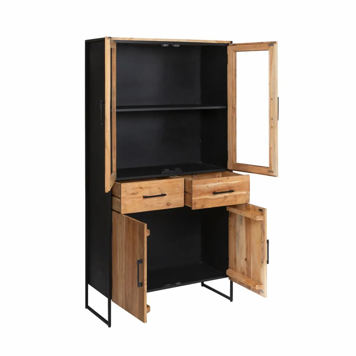 Made in Meubles Vitrine en bois d'acacia et métal Bosco